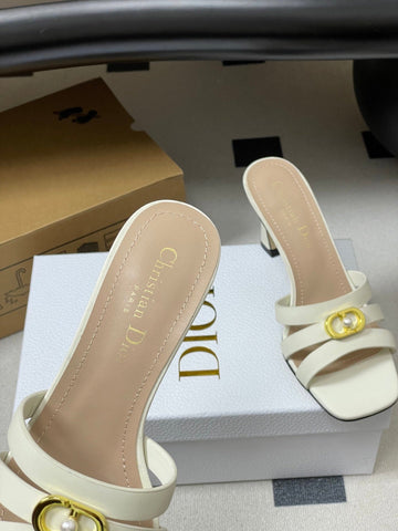 DIOR 26S HIGH HEEL SANDALS 80 MM IN WHITE CALFSKIN