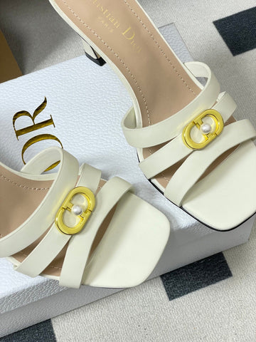 DIOR 26S HIGH HEEL SANDALS 80 MM IN WHITE CALFSKIN