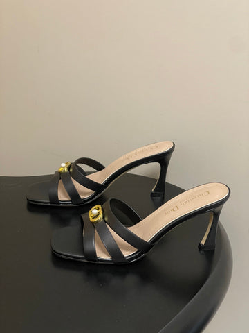 DIOR 26S HIGH HEEL SANDALS 80 MM IN BLACK CALFSKIN