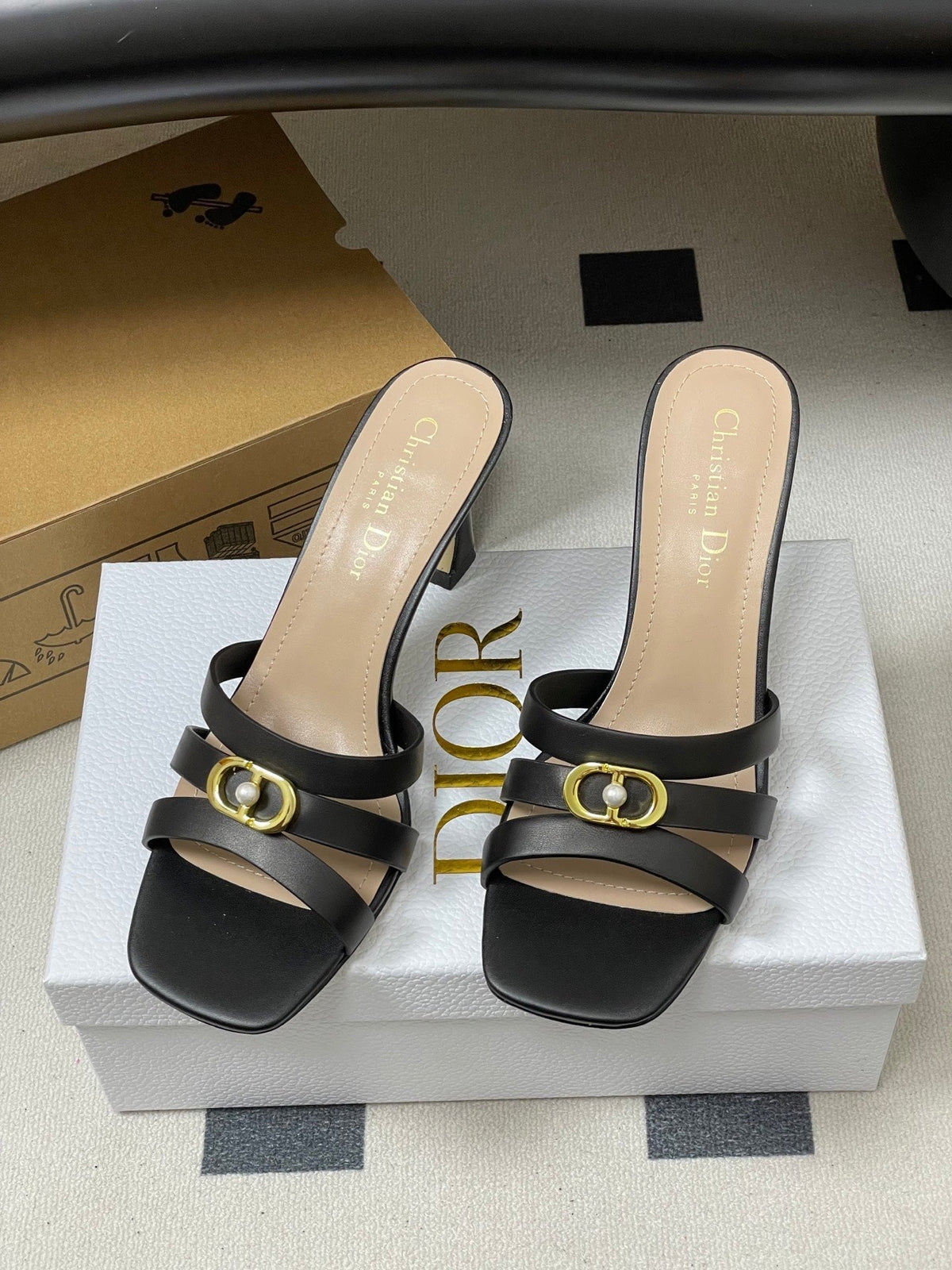 DIOR 26S HIGH HEEL SANDALS 80 MM IN BLACK CALFSKIN