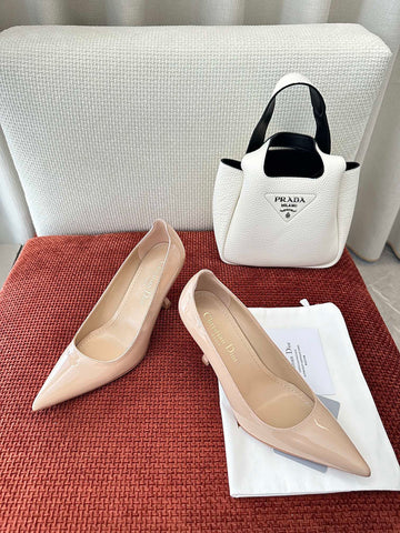 DIOR TRIBALES HIGH HEELS 80 MM 25S IN BEIGE GLOSSY LEATHER