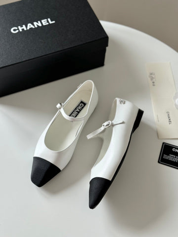 MARY JANE WHITE MIX BLACK CALFSKIN