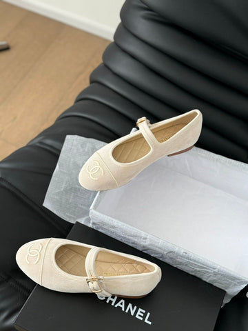 MARY JANE SHOES BEIGE CREAM CORDUROY TWILL FABRIC