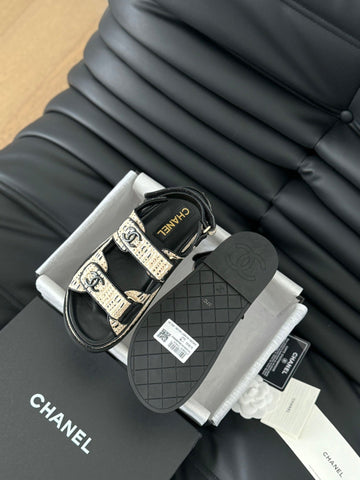 Dad Sandals Sheepskin  Beige Black