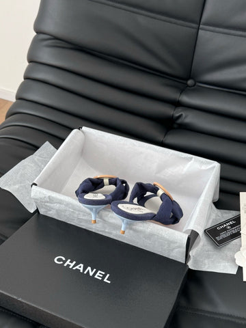 NAVY BLUE FABRIC CC SLIDE SANDALS