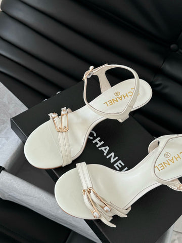 HIGH HEEL 75 MM SANDAL IN WHITE SHEEPSKIN