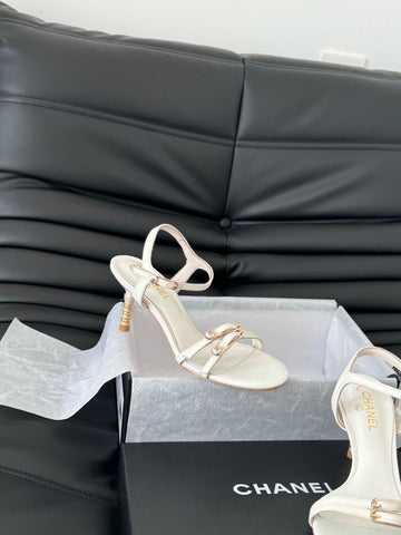 HIGH HEEL 75 MM SANDAL IN WHITE SHEEPSKIN
