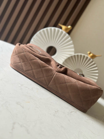CHANEL 25S FLAP BAG 34 IN BROWN SUEDE