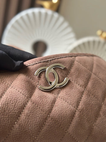 CHANEL 25S FLAP BAG 34 IN BROWN SUEDE