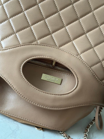 CHANEL 26S MINI SHOPPING BAG 32 IN TAUPE BROWN LAMBSKIN
