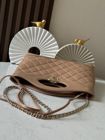 CHANEL 26S MINI SHOPPING BAG 32 IN TAUPE BROWN LAMBSKIN