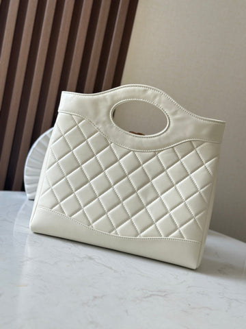 CHANEL 26S MINI SHOPPING BAG 32 IN WHITE LAMBSKIN