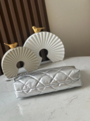 CHANEL 26S HOBO BAG 26 IN SILVER LAMBSKIN