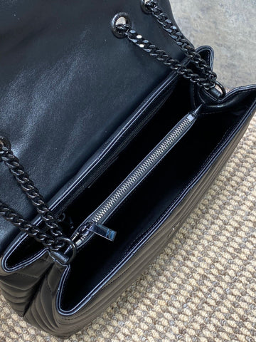 LOULOU SHOULDER BAG 32 IN BLACK QUILTED LAMBSKIN BLACK HARDWARE