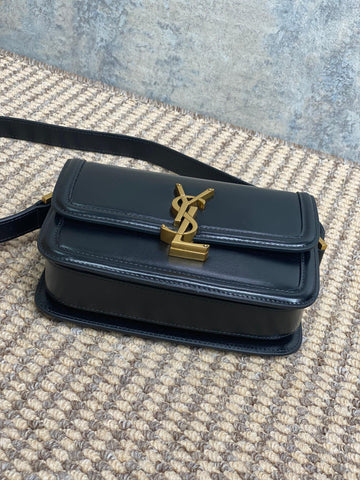 SOLFERINO SMALL SATCHEL 19 IN BLACK CALFSKIN GOLD HARDWARE