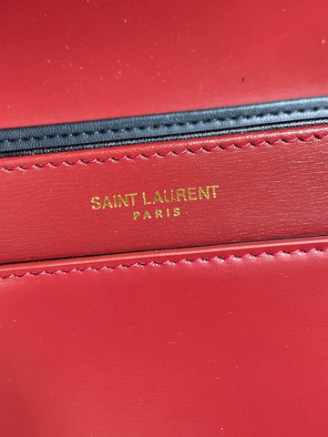 SOLFERINO SMALL SATCHEL 19 IN SCARLET RED CALFSKIN GOLD HARDWARE