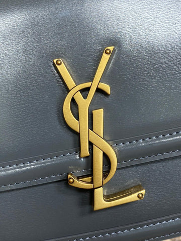 SOLFERINO SMALL SATCHEL 19 IN DARK GREY CALFSKIN GOLD HARDWARE