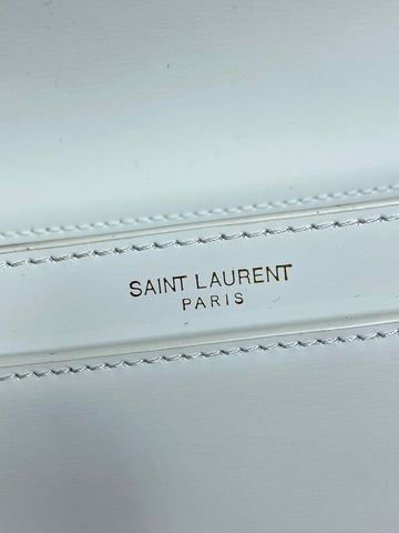 VOLTAIRE IN BOX SHOULDER BAG 21 IN WHITE CALFSKIN GOLD METALLIC