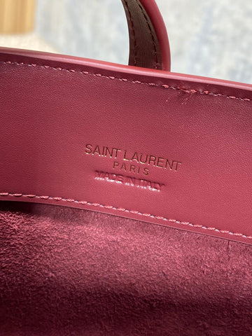 LE 37 MINI BUCKET BAG 15 IN BURGUNDY RED CALFSKIN GOLD HARDWARE