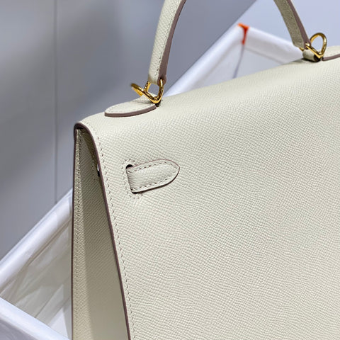 KELLY 25CM IN NATA EPSOM CALFSKIN GOLD HARDWARE