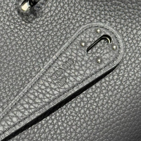 HERMES 25S MEDIUM LINDY 26 IN CHARCOAL GRAY CALFSKIN SILVER HARDWARE