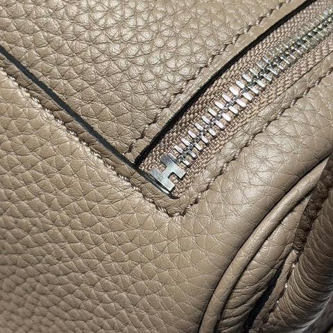 HERMES 25S MINI LINDY 19 IN ETOUPE EPSOM CALFSKIN SILVER HARDWARE