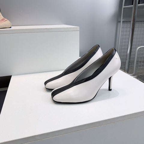 CHANEL 26S HIGH HEELS 100 MM IN WHITE CALFSKIN