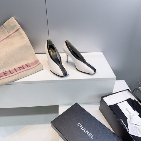 CHANEL 26S HIGH HEELS 100 MM IN WHITE CALFSKIN