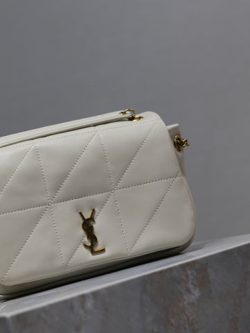 YSL 25S JAMIE MINI 20 IN BLANC VINTAGE LAMBSKIN GOLD HARDWARE