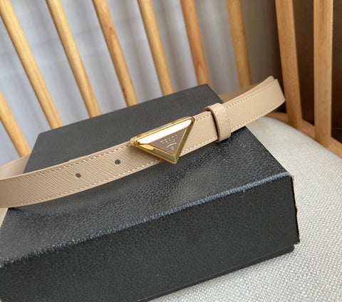 PRADA 25S BELT 20 MM IN BEIGE BROWN CALFSKIN 571384