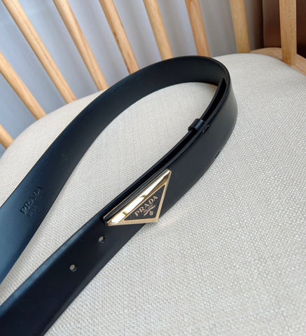 PRADA 25S BELT 33 MM IN BLACK CALFSKIN 551858