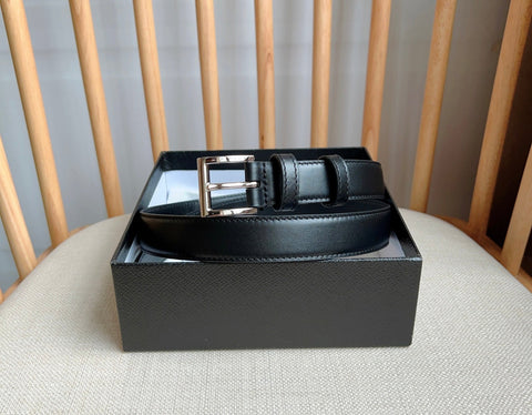 PRADA 25S BELT 25 MM IN BLACK CALFSKIN 585800