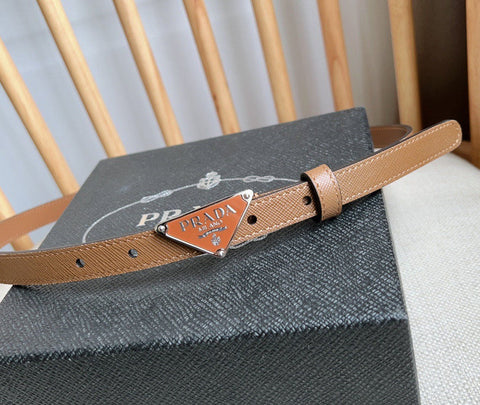 PRADA 25S BELT 15 MM IN BROWN CALFSKIN 598407