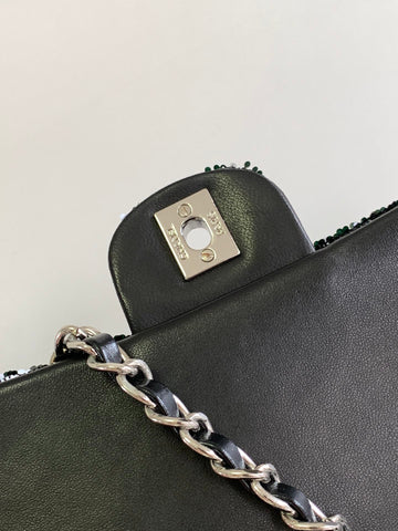CHANEL 25S FLAP BAG 25 CM IN WHITE MIX BLACK SEQUINS