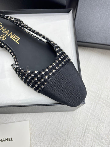 CC SLINGBACK 25S 25 MM IN BLACK TWEED AND FABRIC