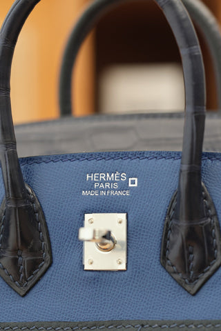 BIRKIN FAUBOURG TOUCH 20 IN NAVY MIX CLASSIC BLUE CALFSKIN WITH SILVER HARDWARE