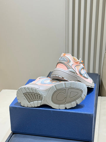 DIOR 26S B30 COUNTDOWN TECH SNEAKER IN GRAY AND ORANGE TECHNICAL FABRIC AND SUEDE