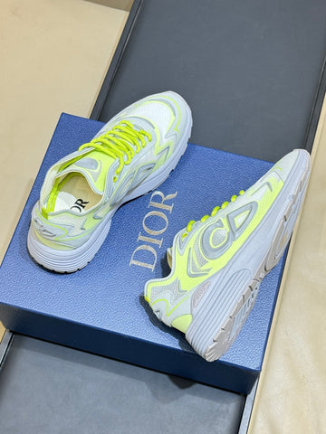 DIOR 26S B30 COUNTDOWN TECH SNEAKER IN GRAY AND GREEN TECHNICAL FABRIC AND SUEDE