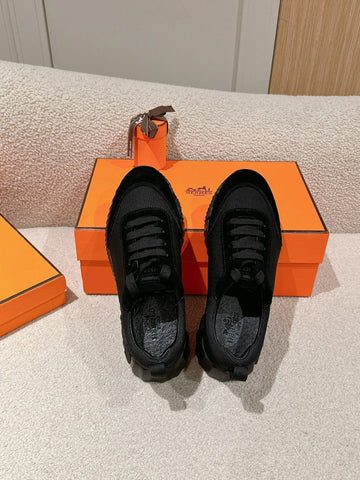 MAINLAND SNEAKER IN FULL BLACK SUEDE AND BREATHABLE MESH FABRIC
