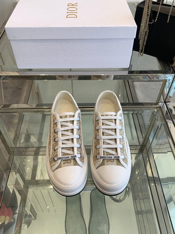 WALK'N PLATFORM SNEAKER CAMEL BEIGE OBLIQUE EMBROIDERED COTTON