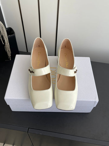 DIOR 26S MARY JANE 45 MM IN CREAM WHITE GLOSSY CALFSKIN