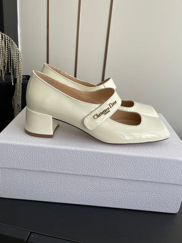 DIOR 26S MARY JANE 45 MM IN CREAM WHITE GLOSSY CALFSKIN