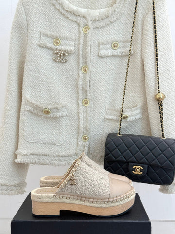 CC MULES 25SS 30 MM IN BEIGE LAMBSKIN MIX WOOL