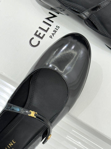 CELINE 26S MARY JANE SHOES IN BLACK LAMBSKIN