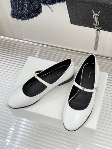 CELINE 26S MARY JANE SHOES IN WHITE LAMBSKIN