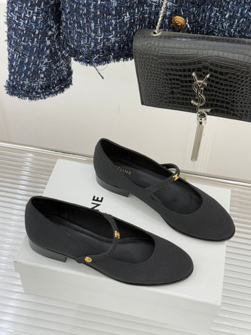 CELINE 26S MARY JANE SHOES IN BLACK FABRIC