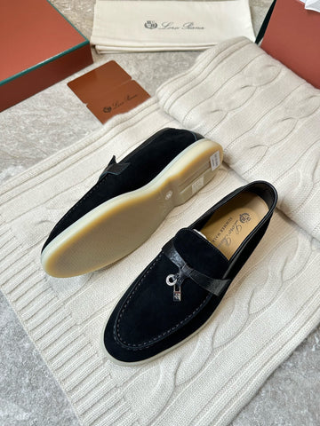 LP LOAFERS 25S IN BLACK SUEDE MIX LAMBSKIN