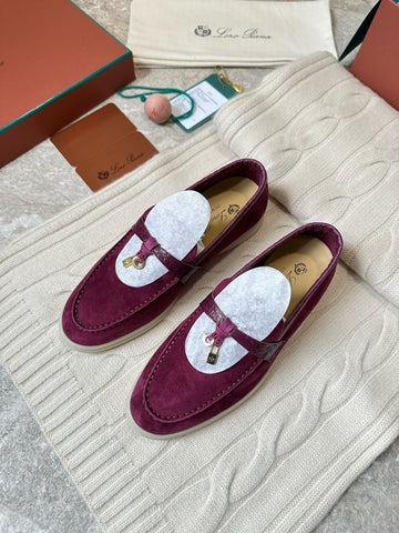 LP LOAFERS 25S IN BURGUNDY SUEDE MIX LAMBSKIN