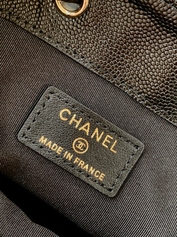 CHANEL 25S MINI BUCKET BAG 12 IN BLACK CALFSKIN GOLD HARDWARE