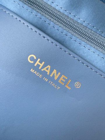 CHANEL 25S MAXI BOW BAG 38 IN BLUE DENIM WITH GOLD HARDWARE